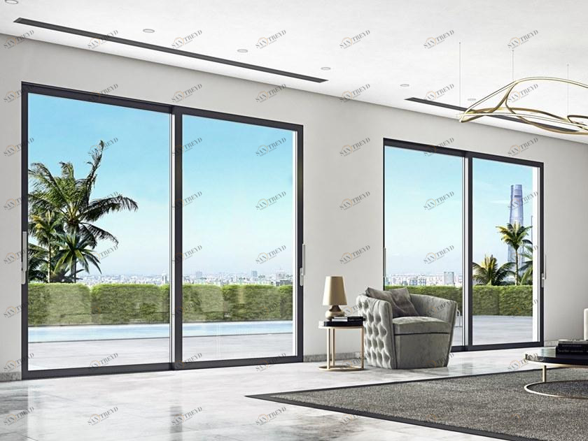 Alumil Двойная стеклянная раздвижная дверь Smartia systems M45000