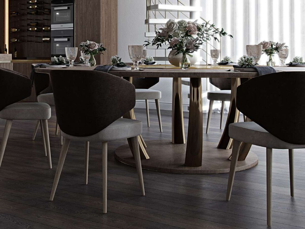 Круглый деревянный обеденный стол с Lazy Susan EUPHORIA TUSK ARCH-00032723 - Вид №1