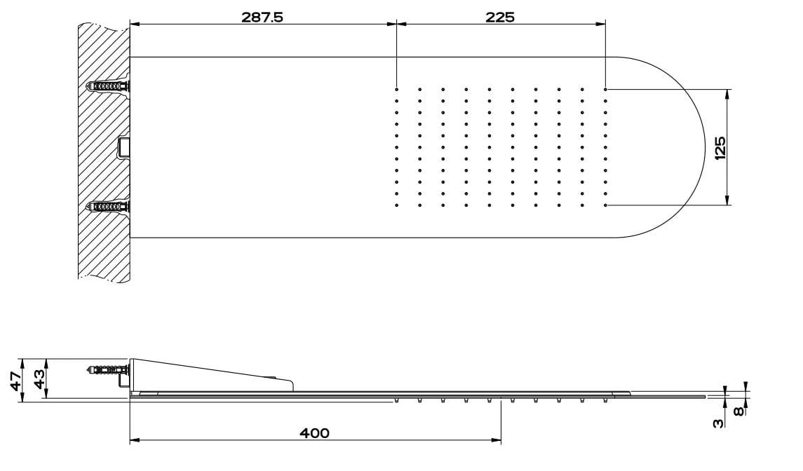 Ультра-плоская прямоугольная настенная душевая головка Gessi трехмиллиметровые ARCH-00031294 - Вид №11