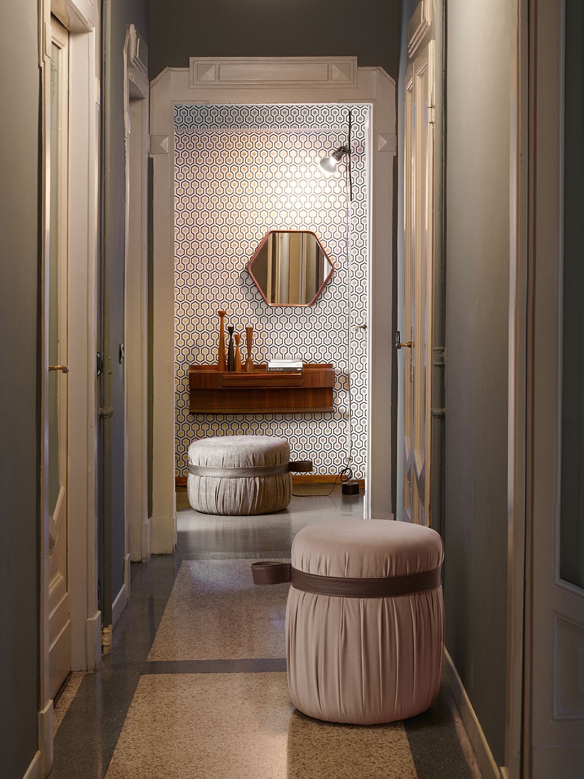 Круглый пуф из ткани Potocco Herm ARCH-00060531