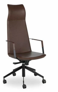 B&T Design Кожаное кресло для руководителя с 5 спицами и высокой спинкой Zone