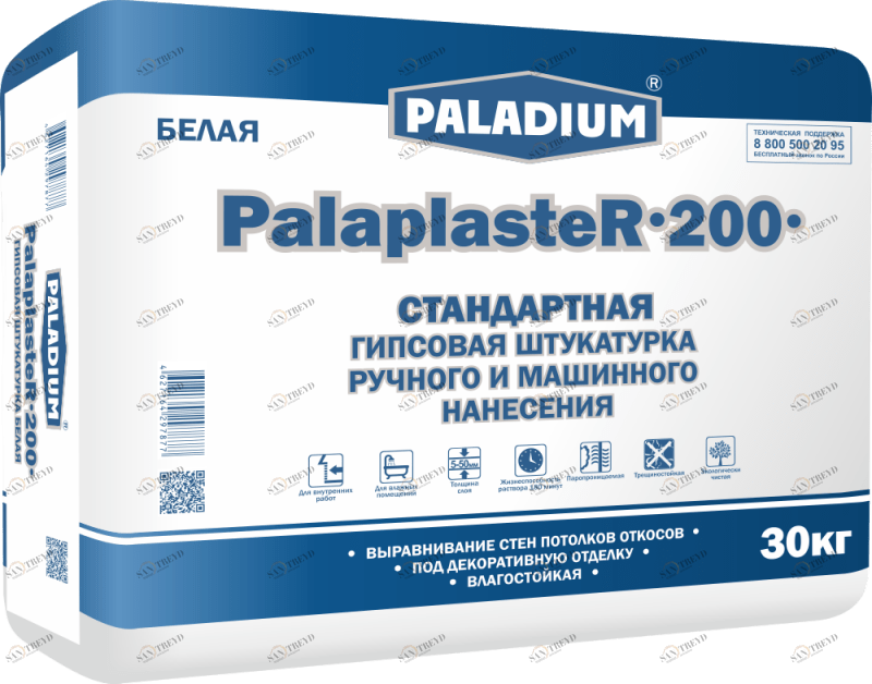 PL-200B Штукатурка гипсовая БЕЛАЯ PalaplasteR-200, 30 кг Paladium 