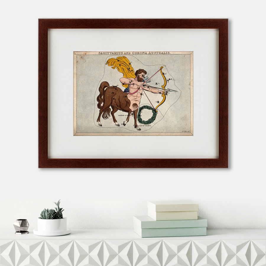Литография на тонированной бумаге 47х60 см Signs of zodiac Sagittarius, 1825 КАРТИНЫ В КВАРТИРУ  135763 Бежевый;белый;красный;разноцветный  - Вид №1