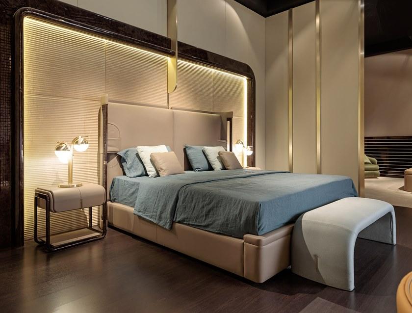 Turri Двуспальная кровать из кожи с обитым изголовьем Eclipse sun-id-1458405 - Вид №2