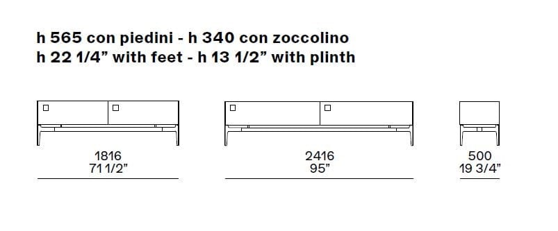 Низкий деревянный шкаф для телевизора с ящиками Poliform код ARCH-00092544 - Вид №2