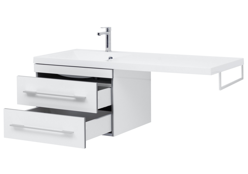 Тумба с раковиной Aquanet Верона 120 L белый (подвесная, 2 ящика) 0017666700239565 - Вид №3