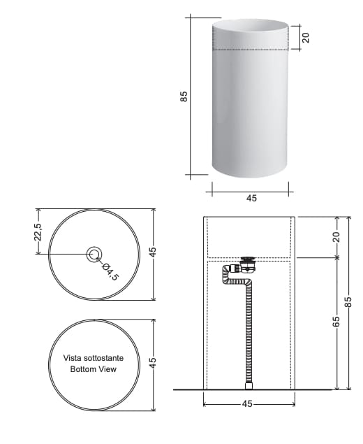 Керамическая круглая отдельно стоящая раковина Nic очевидный ARCH-00070023 - Вид №11