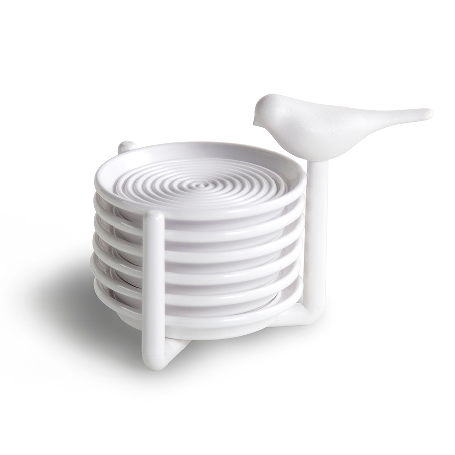 QL10303-WH Набор подставок под чашки sparrow, белый Qualy 