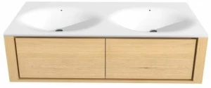 Ethnicraft Двойная настенная тумба под умывальник из дуба с ящиками Oak qualitime Tgo-058072