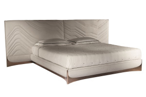 Двуспальная кровать из черного дерева с мягким изголовьем