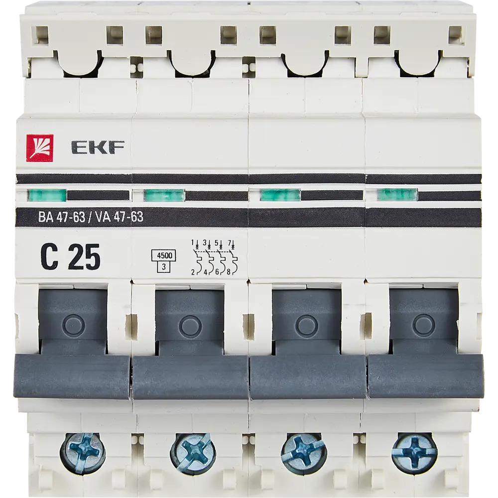 Автоматический выключатель EKF ВА47-63 4P C25 A 4.5 кА STLM-2035840 - Вид №1