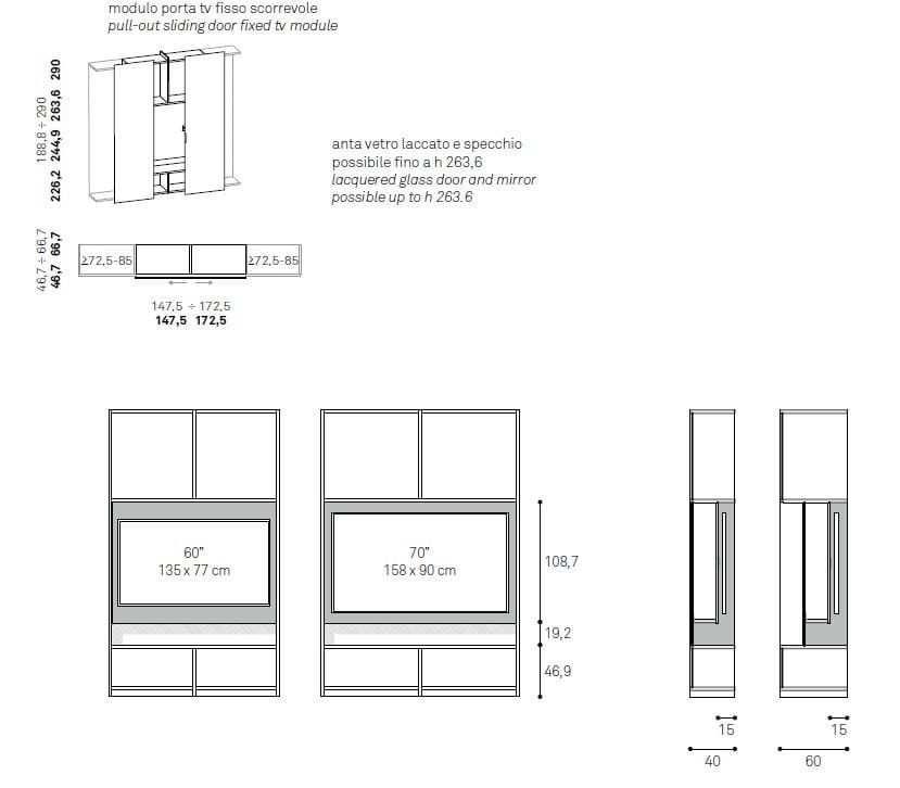 Шкаф с фиксированной подставкой для телевизора Caccaro ARCH-00023111 - Вид №7