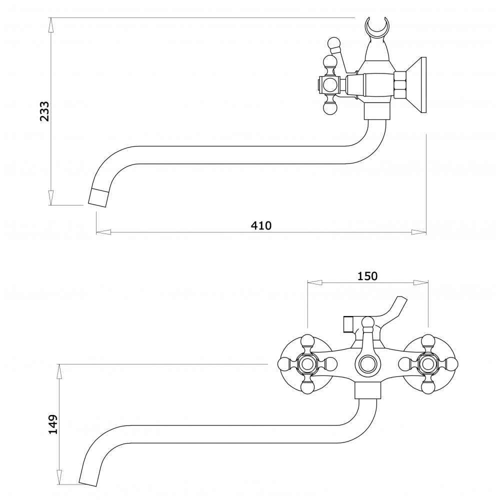 GZ 09041 Смеситель двухвентильный для ванны Ganzer Хром Ganzer Германия 13869 - Вид №2