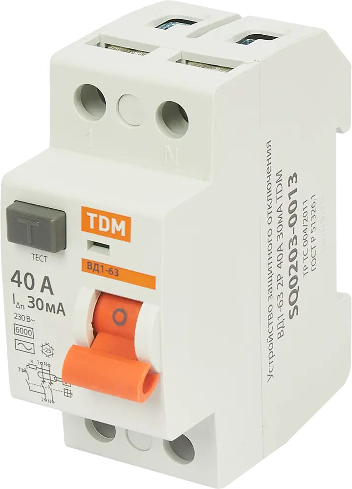 УЗО TDM Electric ВД1-63 40А с защитой от утечек тока 84399428