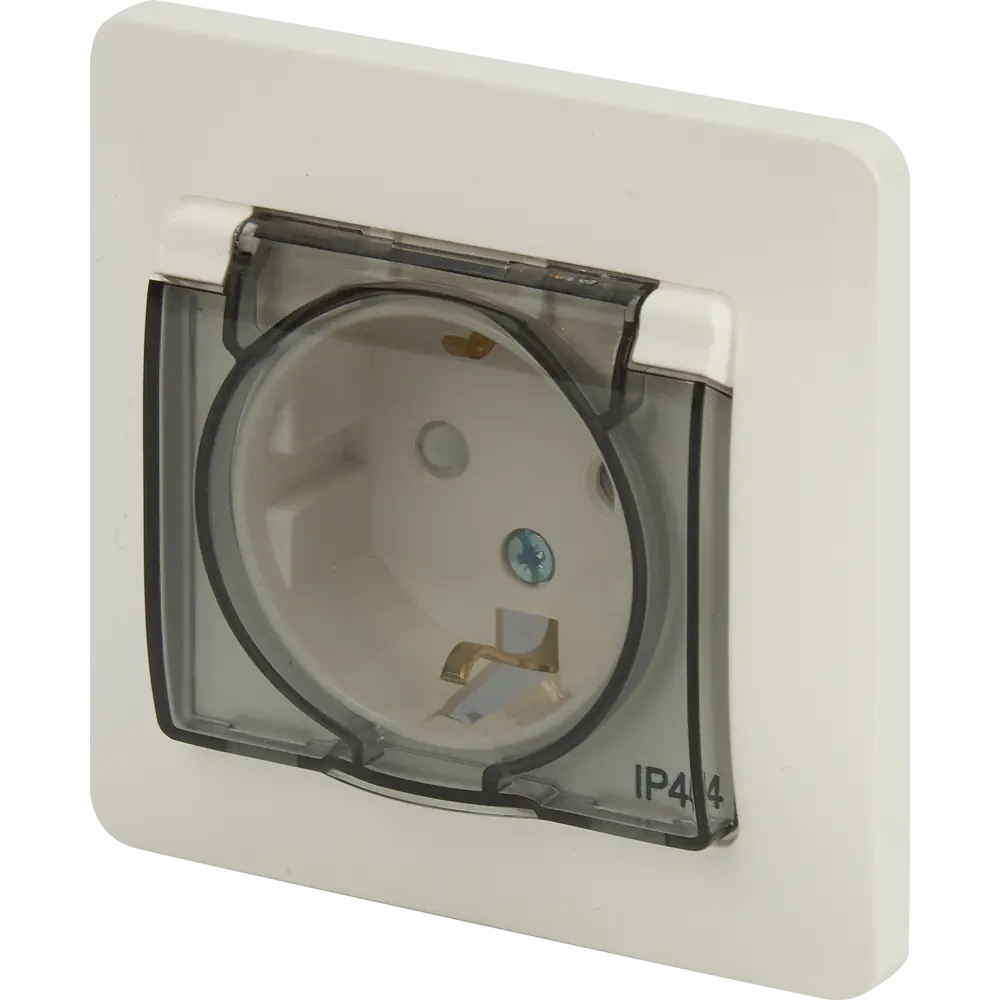 Розетка встраиваемая Systeme Electric Glossa с заземлением со шторками IP44 цвет молочный 84693614 STLM-2090664 - Вид №1