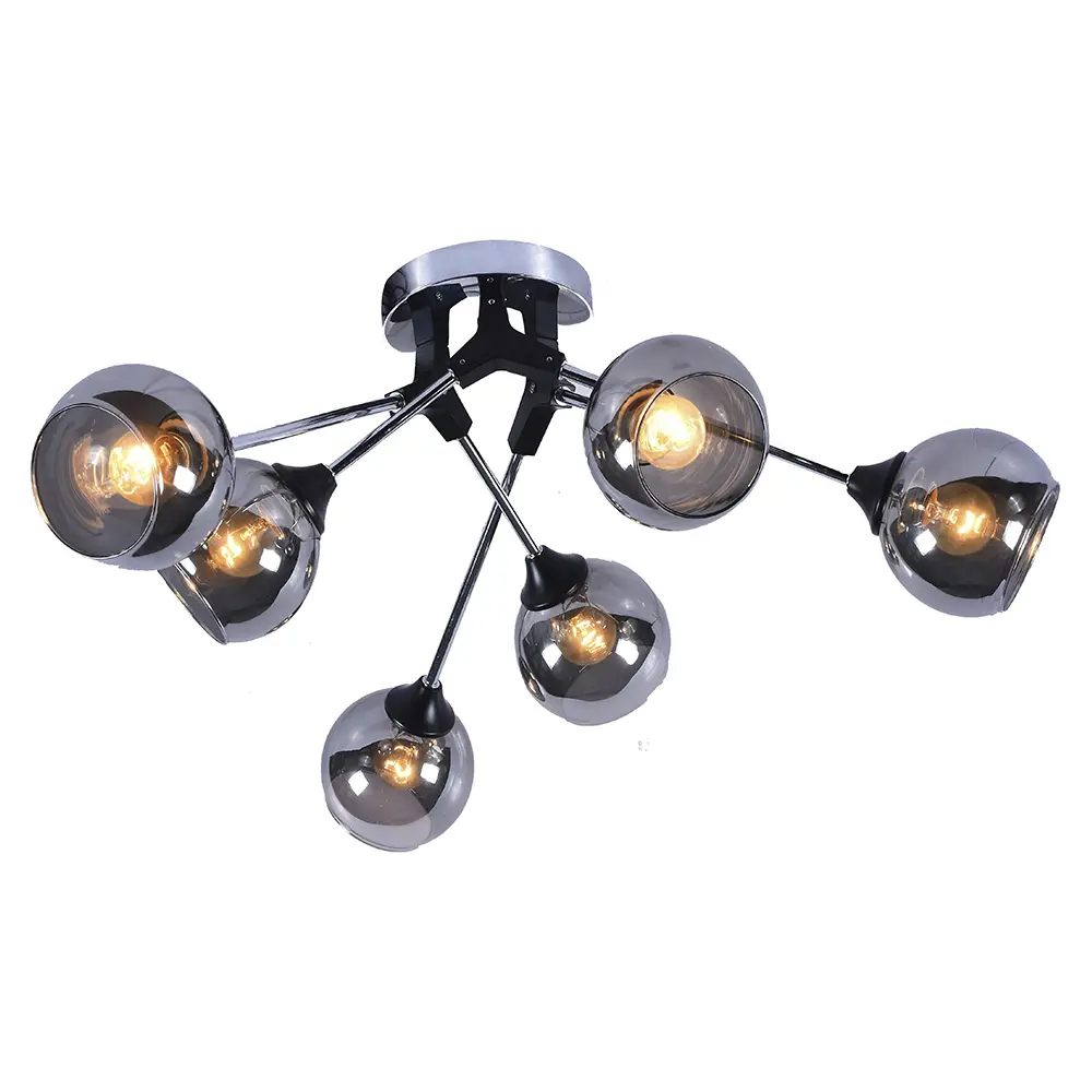 Люстра потолочная Семь огней Ширли 6 ламп, 18 м², цвет чёрный/хром STLM-2179824