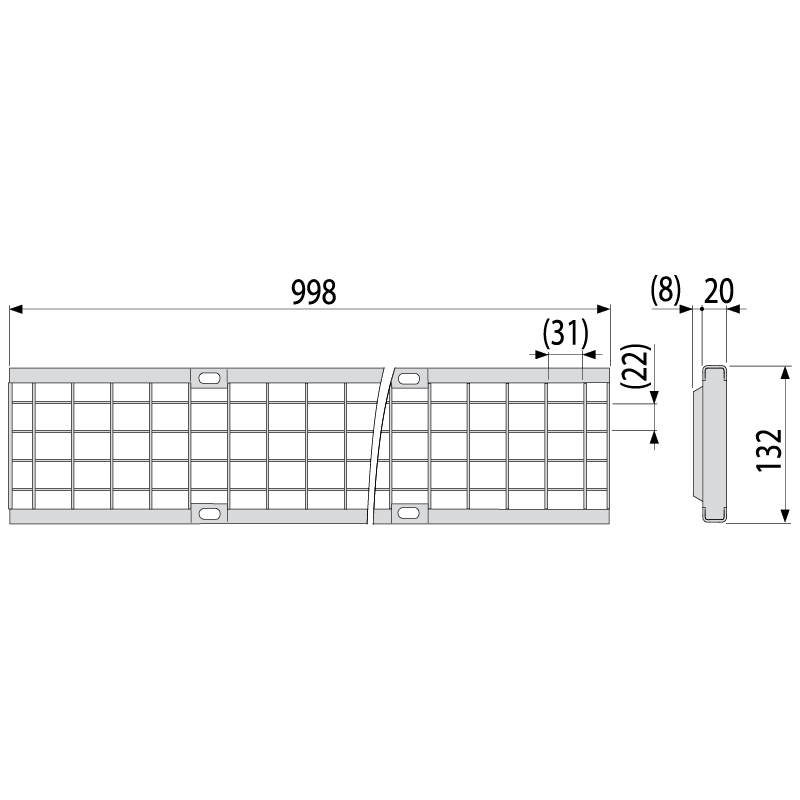 Дренажный канал 100 мм с пластиковой рамой и оцинкованной решеткой B125 ALCAPLAST AVZ102R103 - Вид №3