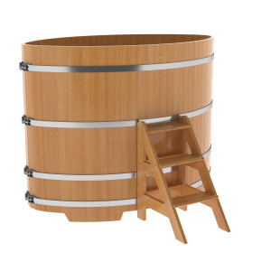 1191 Купель овальная из лиственницы 1,15х1,83х1,4 натуральная премиум Alyarus