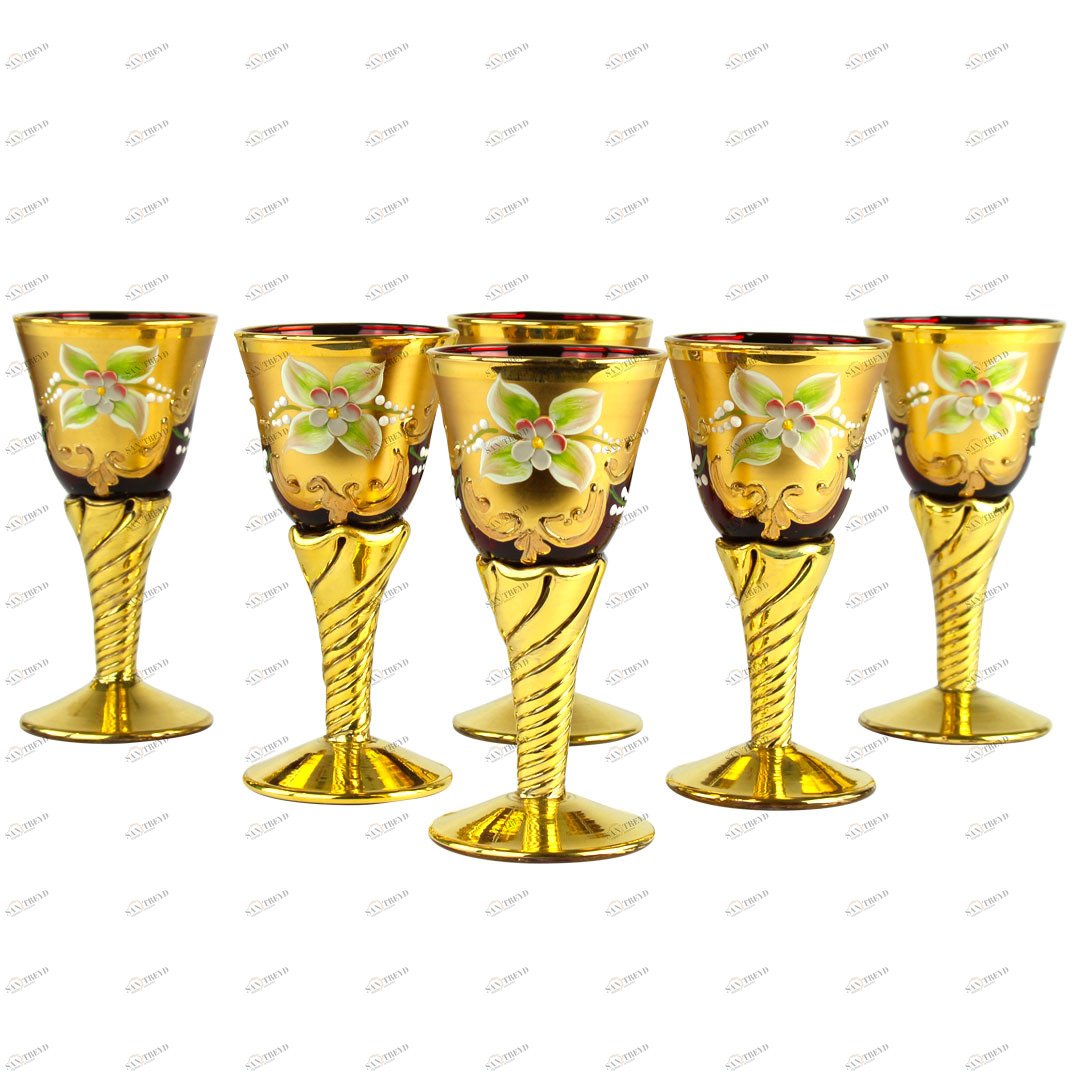 4245 ORIGINALMURANOGLASS Набор рюмок для водки - trefuochi - муранское стекло OMG 5 см 