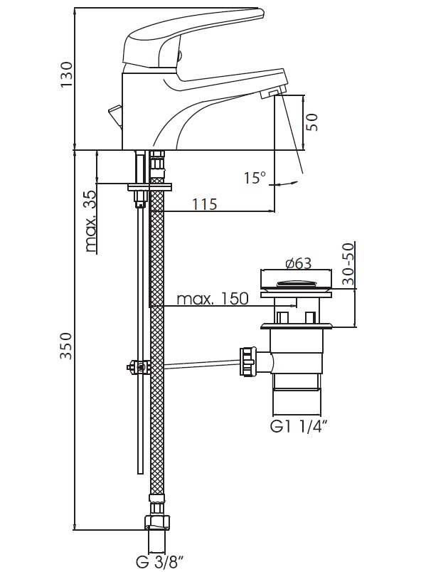 Смеситель для раковины Kaja Fox 59020-C 59020C - Вид №1