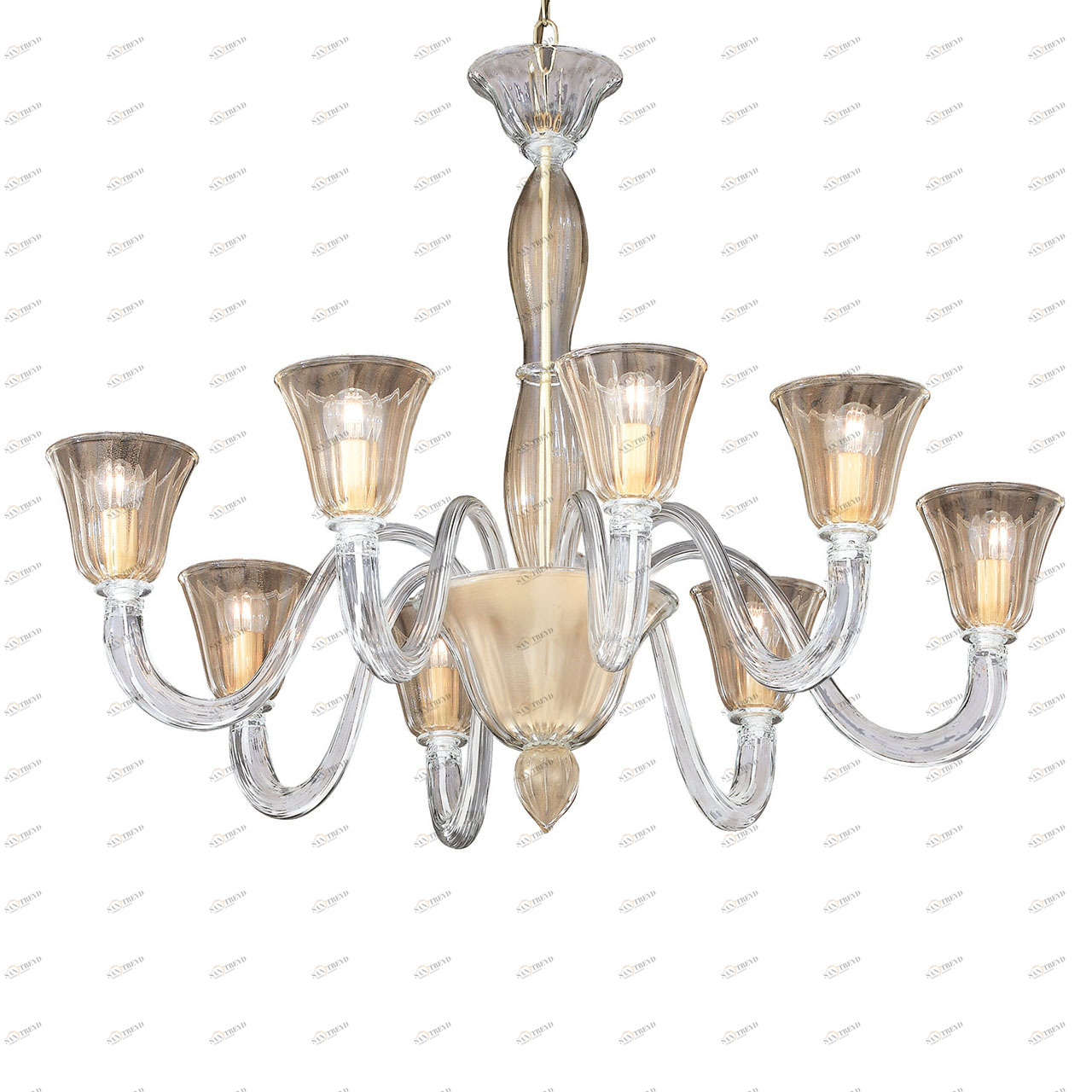 Люстра дизайнерская Starved золото Ca Foscari SP8 IDEAL LUX ДИЗАЙНЕРСКИЕ, CA FOSCARI 057269 Золото 