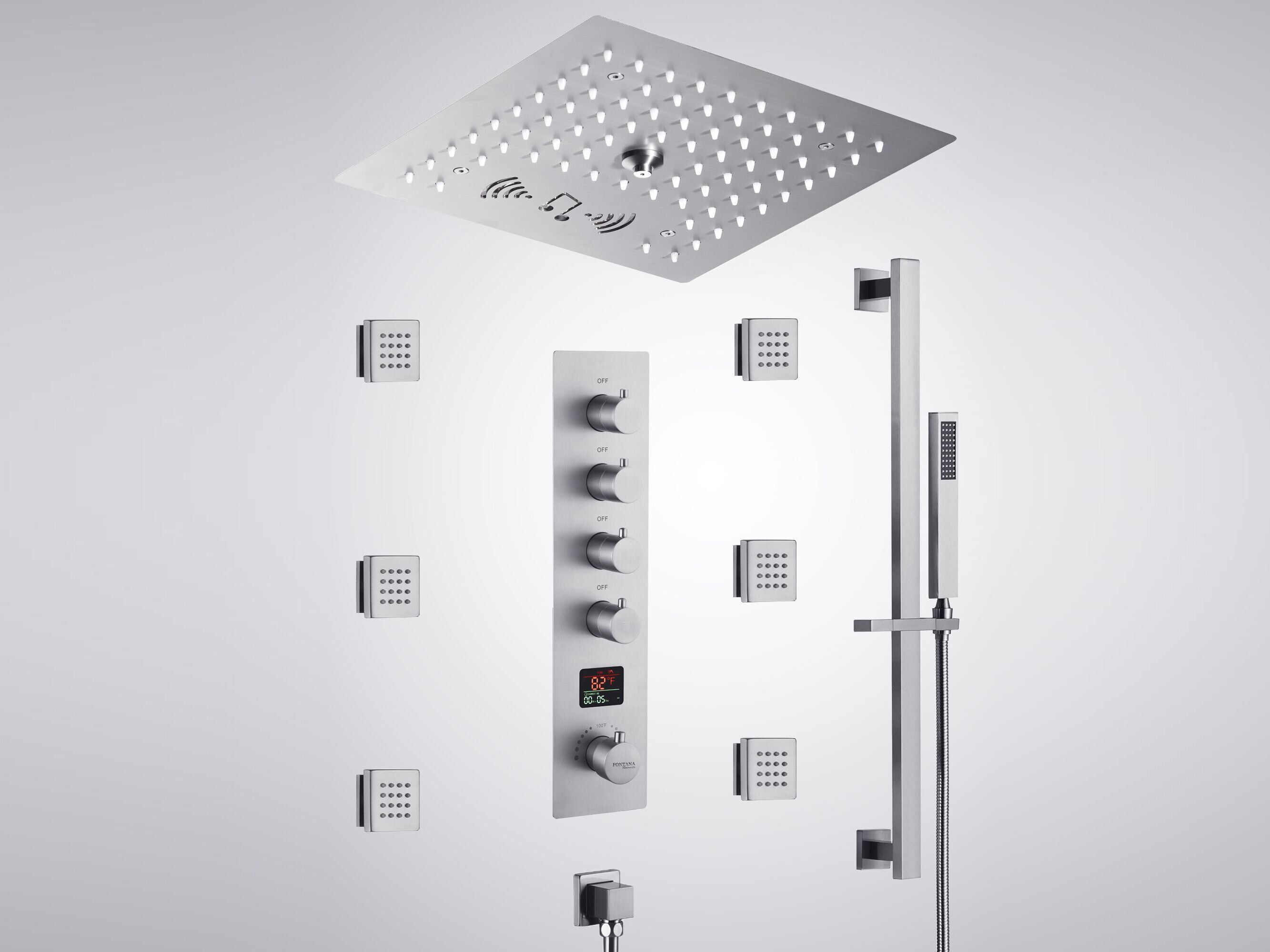 Светодиодный термостатический электронный набор для душа Fontana Showers FS7740CH ARCH-00130480