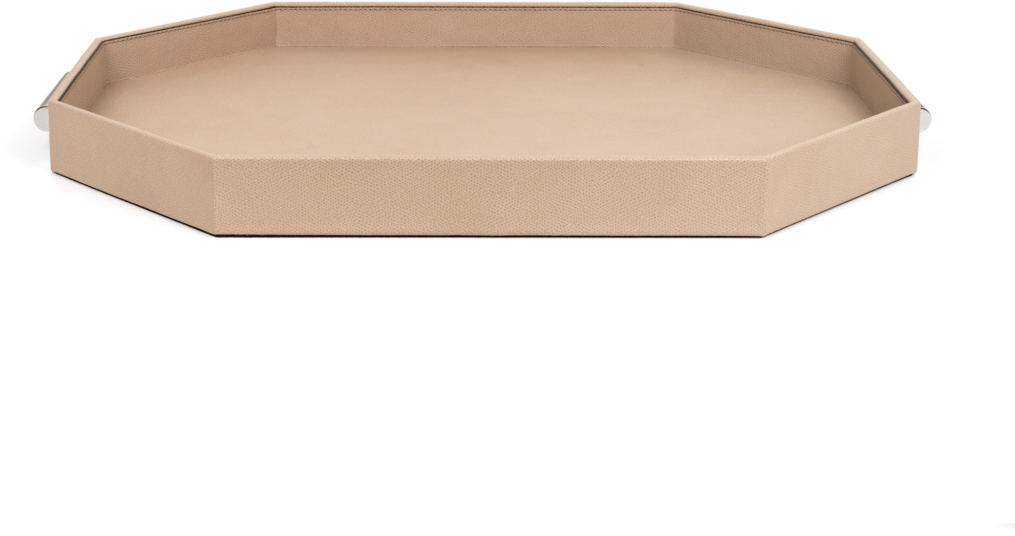 Восьмиугольный поднос Grace - 55X40 см/металлическая_хромированная поверхность/тканая кожа_кремовая