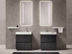 Деревянный и Milltek двойной напольный умывальник со встроенным умывальником