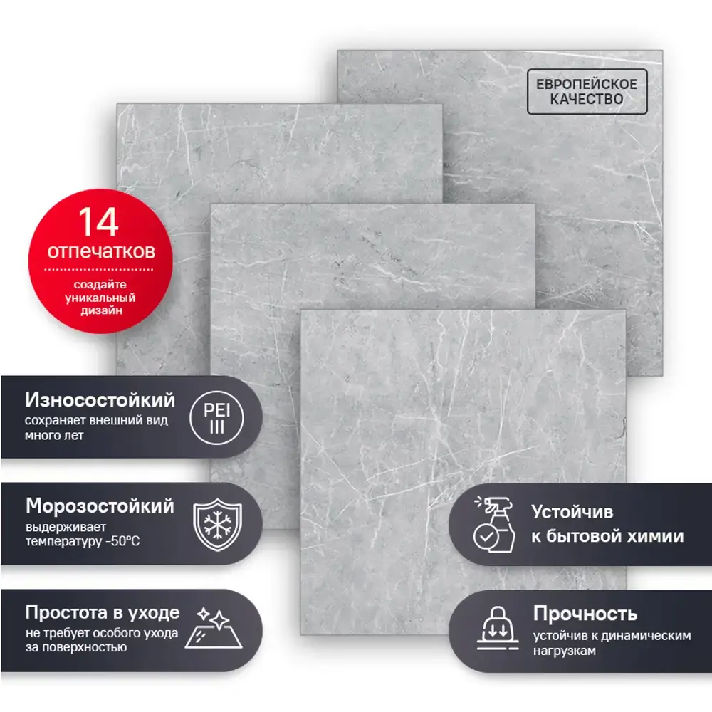 Глазурованный керамогранит Estima Мелоди MO103 60x60 см 1.44 м² неполированный цвет серый STLM-2180154 - Вид №6