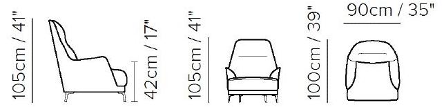 Natuzzi Кожаное кресло с подлокотниками с высокой спинкой sun-id-1474945 - Вид №2