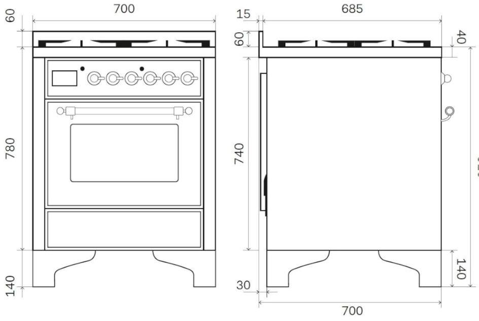 Ilve Отдельностоящая стальная кухня Majestic M07n Santreyd - Вид №2