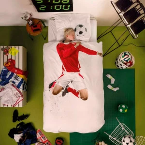 Детское постельное белье односпальное "Футболист красный" 150х200 см SNURK  335511 Белый;красный