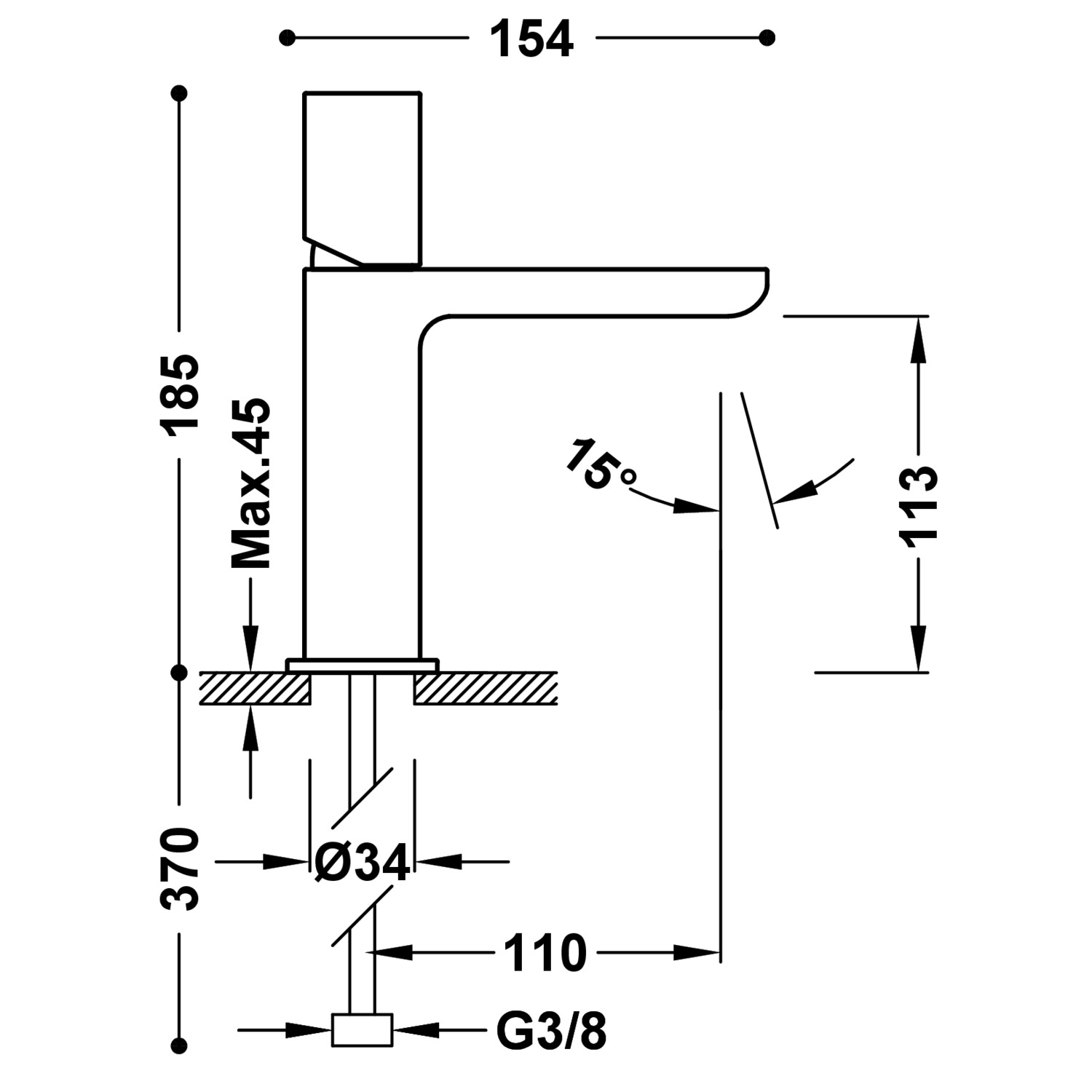 Смеситель для умывальника LOFT с одной ручкой -20010302NE TRES  - Вид №1