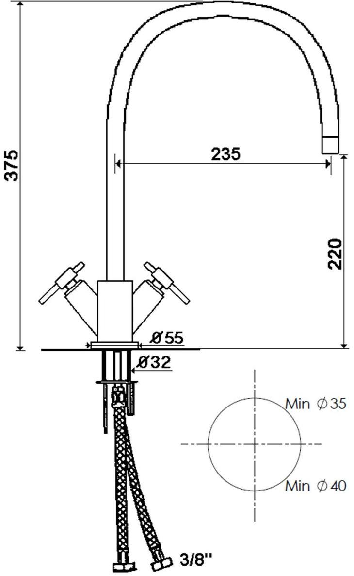 rvb Кухонный смеситель на одно отверстие Dynamic 4027.11.23 - Вид №1
