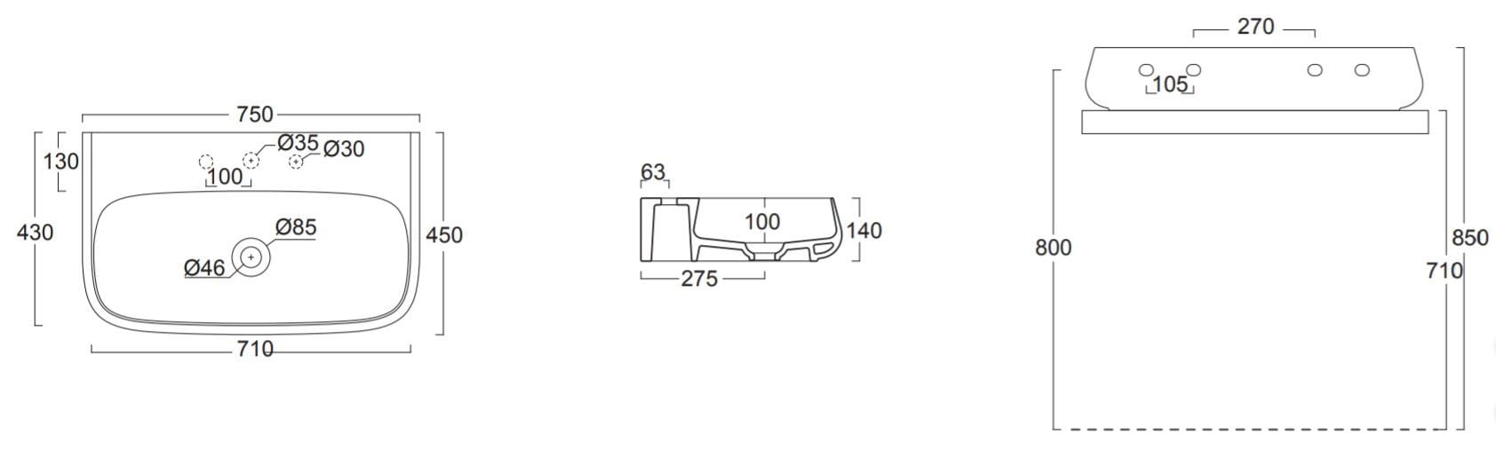 Керамическая прямоугольная раковина Alice Ceramica NUR ARCH-00120680 - Вид №16