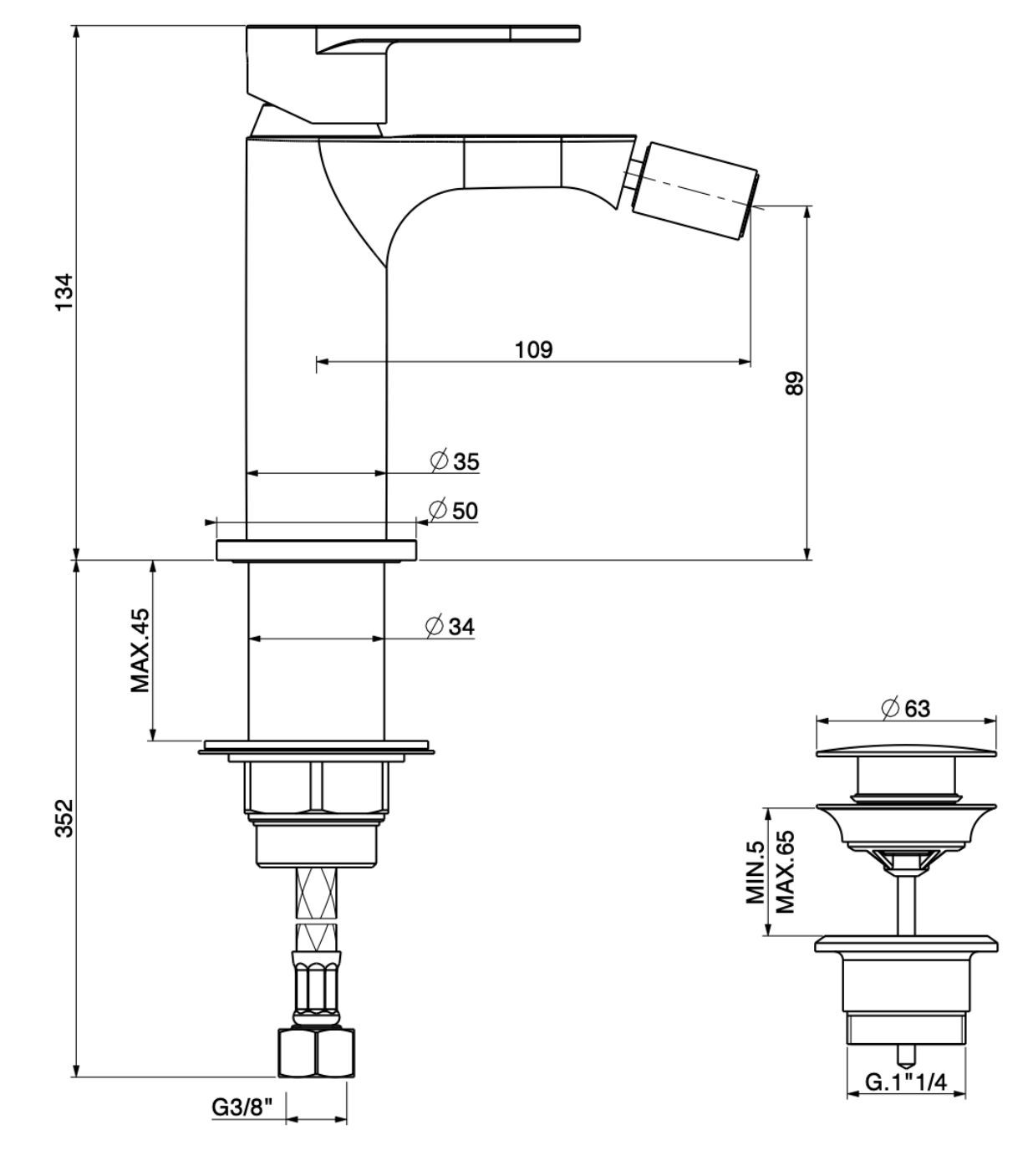 Смеситель для биде с одной ручкой GATTONI H20MIX 7000 ARCH-00059940 - Вид №2