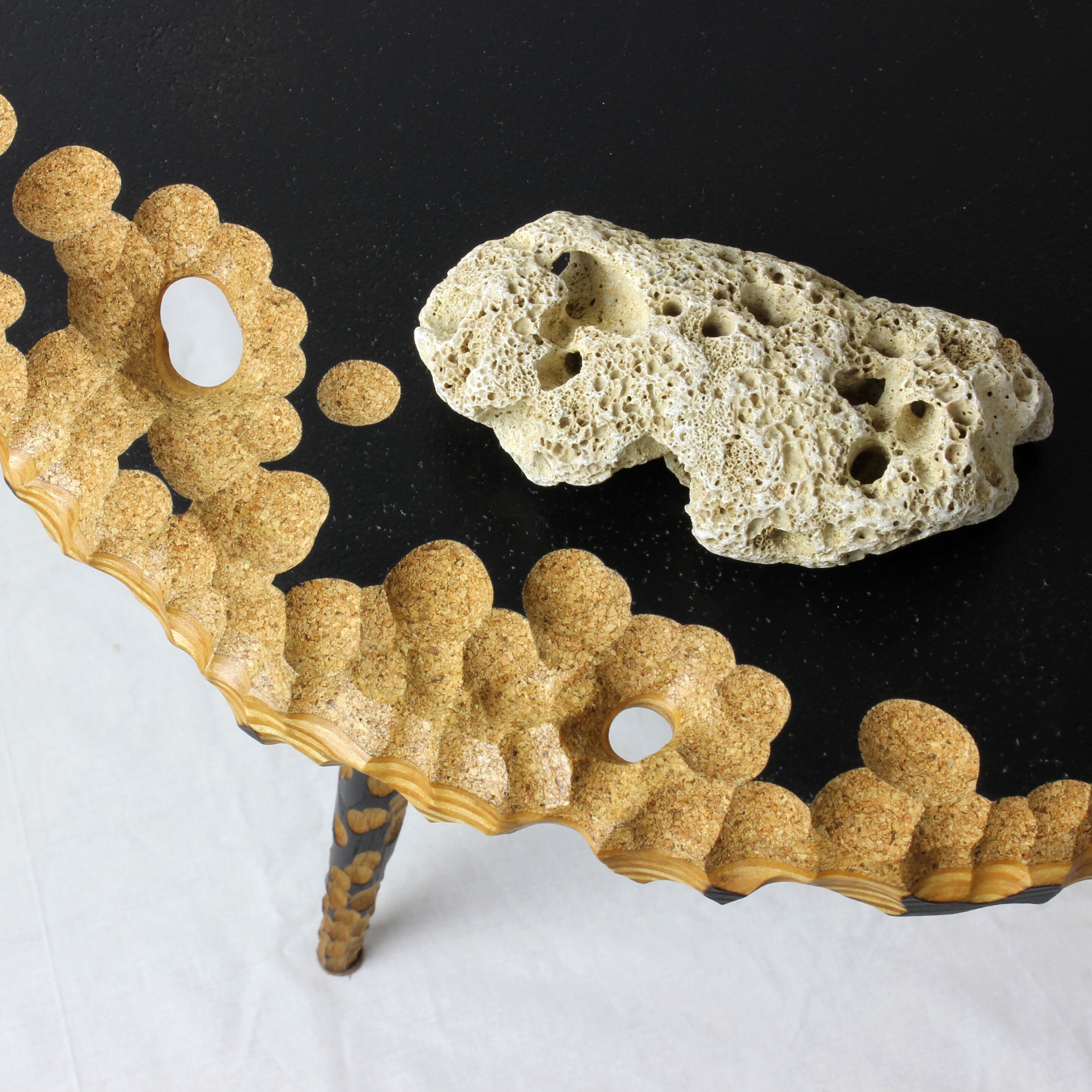 Круглая тумбочка из дерева и пробки LO Contemporary MOON ARCH-00128870 - Вид №3