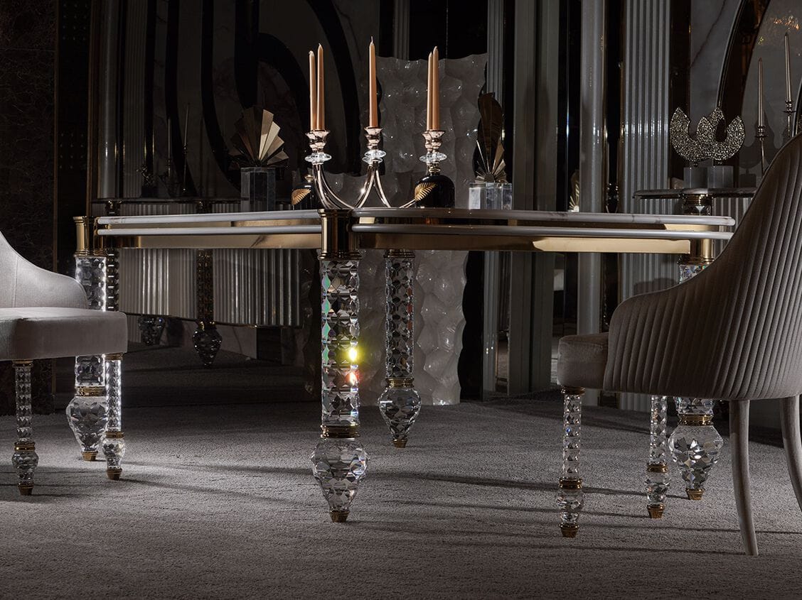 Мраморный овальный обеденный стол Zebrano Velovis ARCH-00029581 - Вид №1