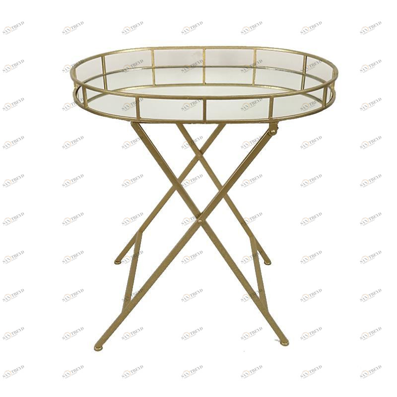 Столик сервировочный золотой с бортиками 61 см Circle TO4ROOMS  213033 Золото 