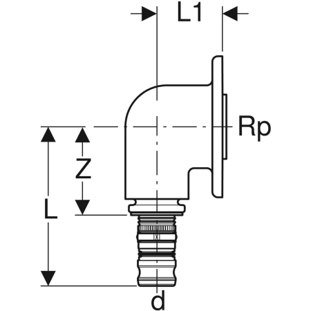 GEBERIT 612.277.00.6 Водорозетка Geberit Mepla 90° для смывного бачка скрытого монтажа  - Вид №2