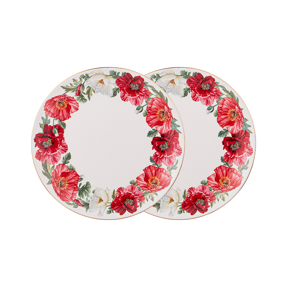 104-770 Посуда фарфоровая Маки набор обеденных тарелок Lefard 