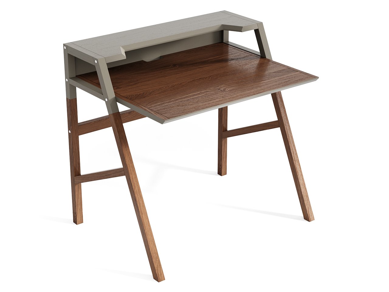 Компьютерный стол с полкой деревянный, дымчатый кварц Youk THE IDEA  210623 Коричневый  - Вид №1