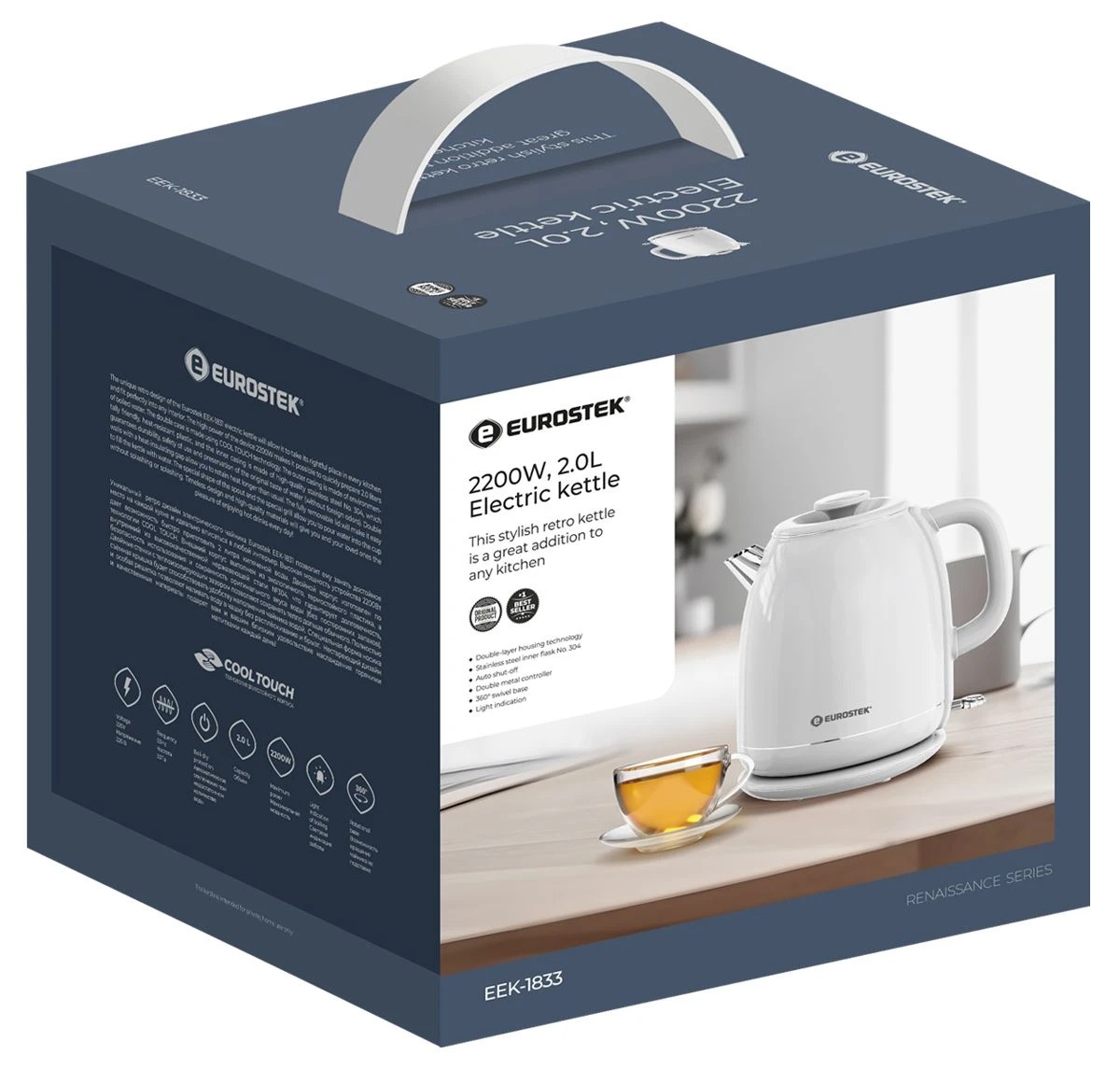 9242813 Электрочайник Eurostek EEK-1833 белый STDN-0125930 - Вид №1