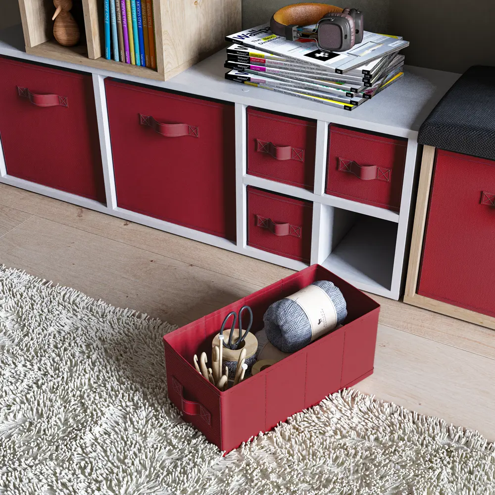 Короб Spaceo KUB 15x15x31 см 6.9 л полипропилен цвет тёмно-красный 82658004 STLM-2096271