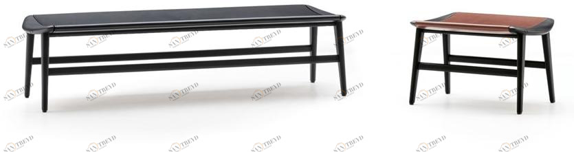 Minotti Скамейка из ясеня и кожи Fynn sun-id-1418790