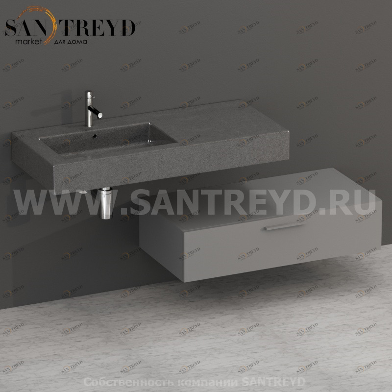 S10024TO2 Тумба с 1 ящиком 100 см серая Globo ARREDO WOOD Италия Ceramica Globo