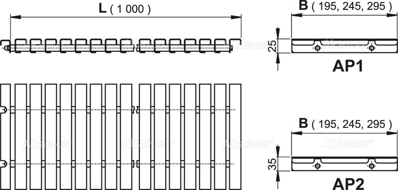 Решетка для бассейна без антискользящей поверхности ALCAPLAST AP1 - Вид №1
