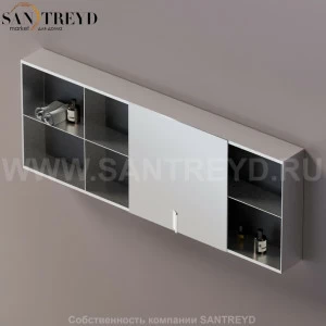 Agape 027 Настенный зеркальный шкаф 160 см. Отделка: хромированный сатин, фанера под темный дуб. Для хромированной отделки добавьте 16 % к базовой цене. AMOB027H6016RWSP