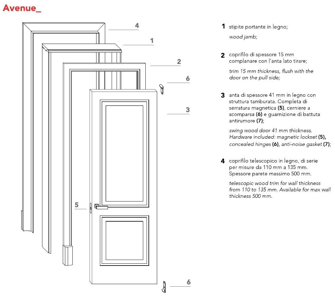 Распашная дверь из тамбура со скрытыми петлями Lualdi двери ARCH-00005644 - Вид №4