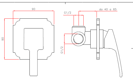 Встраиваемый однорычажный смеситель для душа Cezares LEGEND-DIM-03/24 - Вид №1